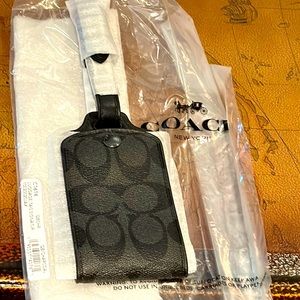 NEW COACH Signature Black Grey Luggage Tag NEW